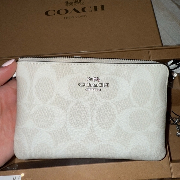Coach White Wristlet with Silver Accents - Picture 2 of 5